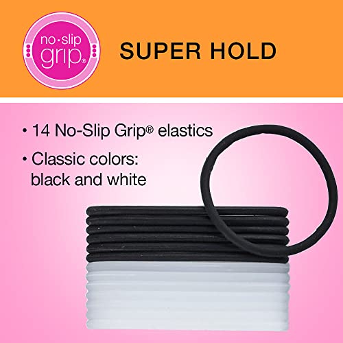 Scunci By Conair No-Slip Grip Super Hold Elastics Hair Ties For Women And Men, No Damage In Assorted Colors, 14 Pack #TOP1