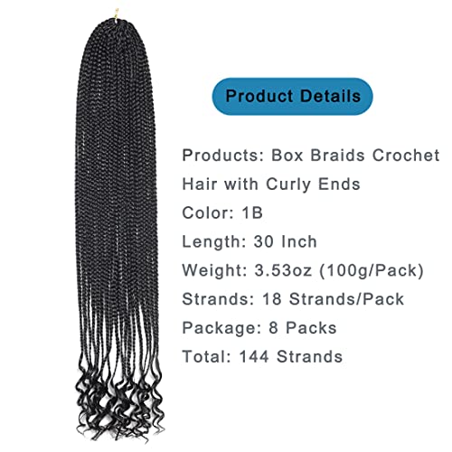 8 Packs 30 Inch Crochet Box Braids Hair With Curly Ends Pre Looped Crochet Braids Box Braids Crochet Hair Goddess Box Braids Crochet Hair Extensions Braiding Hair #TOP1