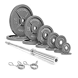 WF Athletic Supply 290lb & 300lb & 555lb Traditional/Classic Olympic Weight Plates Set with 7 ft....