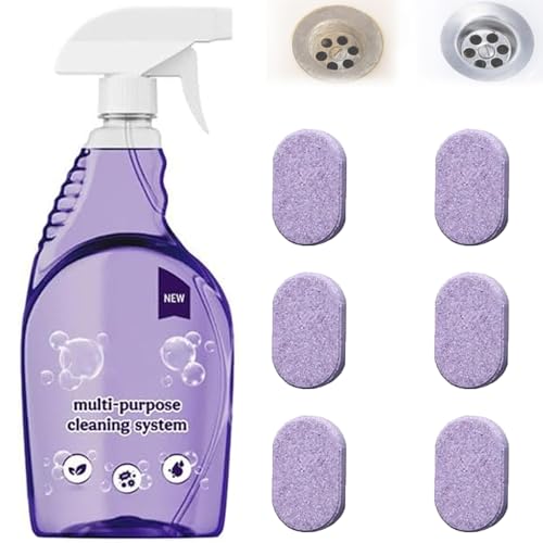 Drclean Spray Oven Cleaner - Cleaning Spray for Instant Stain Removal, All-Purpose Cleaner Spray, With Concentrated Cleaning Tablets, for Home, Kitchen, Bathroom & More (1 Bottle+6 Pcs)