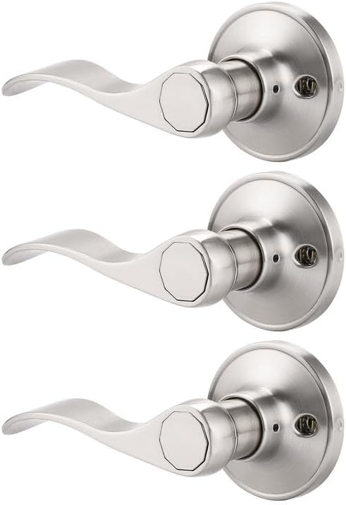 Probrico Left Handed Dummy Levers, Satin Nickel Wave Shape Half Dummy Door Handles, Decorative Non-Turning Single Side Door Hardware, 10 Pack