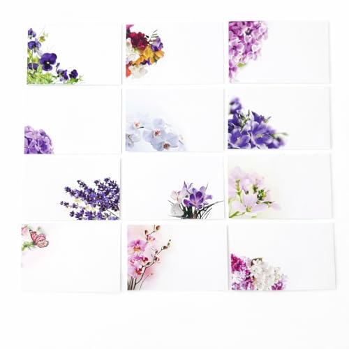 ShredAstic 12 qty MIXED BLANK FLORIST MESSAGE CARDS purple lilac small 6 x 9 cm