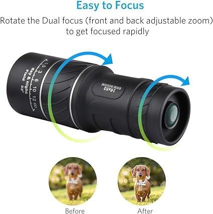 Image of Real Instruments 16x52 Monocular Dual Focus Optics Zoom Telescope for Birds Watching /Wildlife /Hunting /Camping /Hiking /Tourism /Armoring /Live Concert 66M /8000M