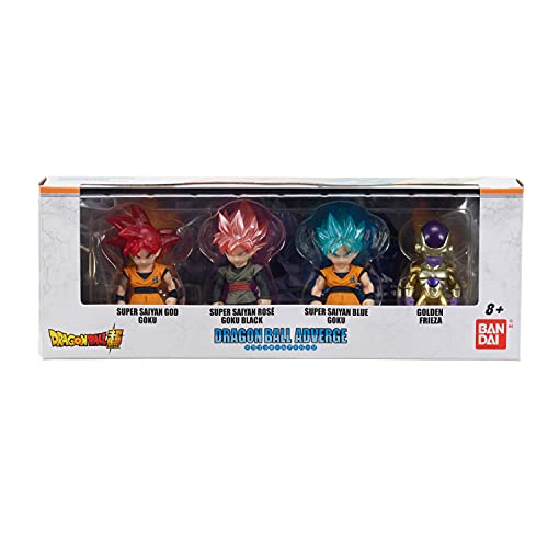 Dragon Ball Super Bandai America Adverge Figura Box Set 1: Goku God, Dorado Freiza, Goku Rose, Super Saiyan Blue Goku