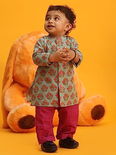 Image of Vastramay Infant Boys Cotton Blend Kurta Pyjama Set.