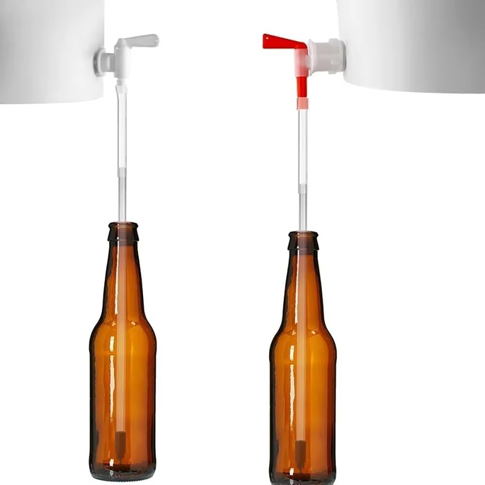 Homebrew Bottling Tool Kit – Spring Loaded Beer Bottle Filler, 33cm Length, Spigot Valve & 100CM Hose – Food Safe PP Plastic for Beer/Wine Making (3-Piece Set)(White)