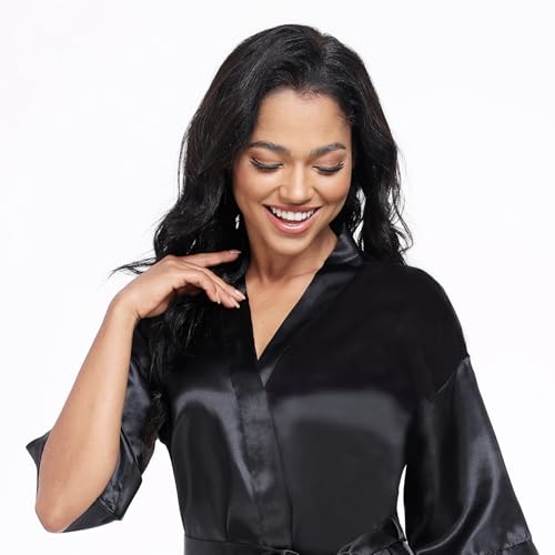 Women’s Short Satin Robes Lightweight Silky V-Neck Sleepwear,Wedding Bridal Party Bride Bridesmaid Bathrobes3