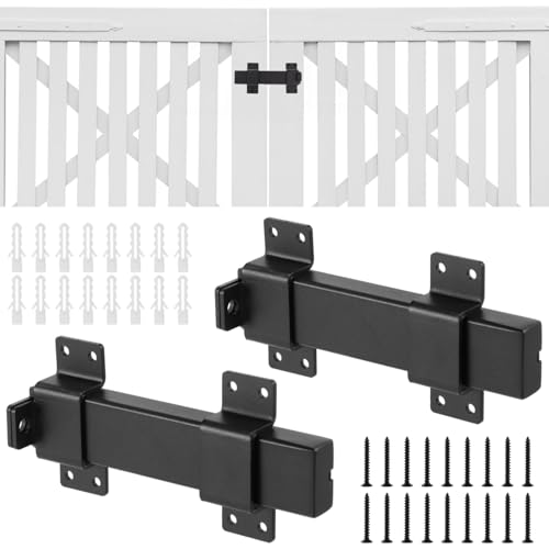 Juego de 2 cierres de puerta deslizante, cerraduras de hierro negro con tornillos de expansión, cerraduras de puerta de granero para puerta delantera y trasera, cobertizo, garaje, seguridad simple