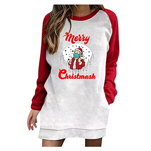 Dasongff Damtröja klänning festklänningar stora storlekar jul jumperklänning julklänning aftonklänning jul sweatklänningar aftonklänning jul omlottklänning miniklänning jul festklänning, Röd-1, L