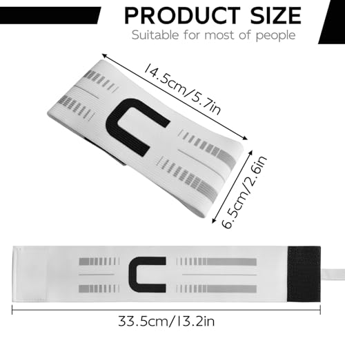 Mezeic Captain Armband, Unisex C Captain Armbands Soccer Adjustable Velcro Football Player Captain\'s Arm Bands Sport Team Training for Youth and Adult - White - Thumbnail 3