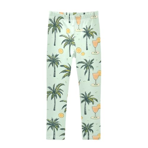 Hawaii Coconut Tree Juice Girls Leggings Ultra Soft Compression Yoga Gym Pants for Kids 4-10T