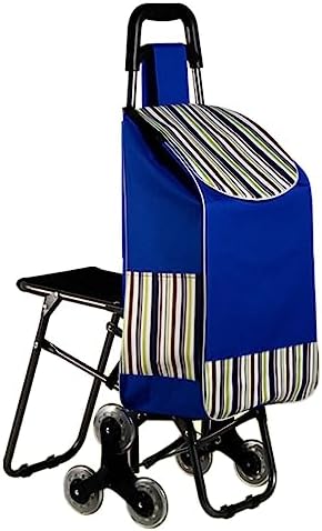 Chariot de Courses à roulettes avec Siège | Caddie Pliable 6 Roue...