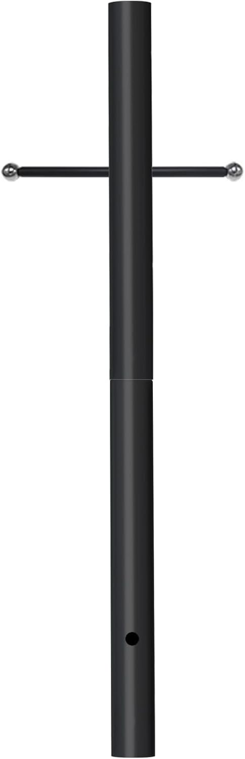80 in. H x 3 in. Diameter Outdoor Lamp Post, Cast Iron Cross Arm, for Driveway, Pathways, Front Yard, Weather Resistant, Direct Burial Post in Black