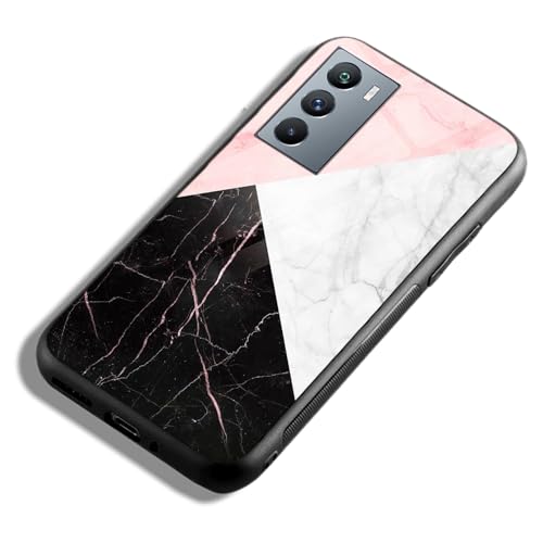 Image of COLORflow Back Cover Compatible with iQOO 9 SE 5G | Beautiful Marble Black White Pink | Shockproof TPU Bumper Cover with Camera Protection Back Cover Compatible with iQOO 9 SE 5G