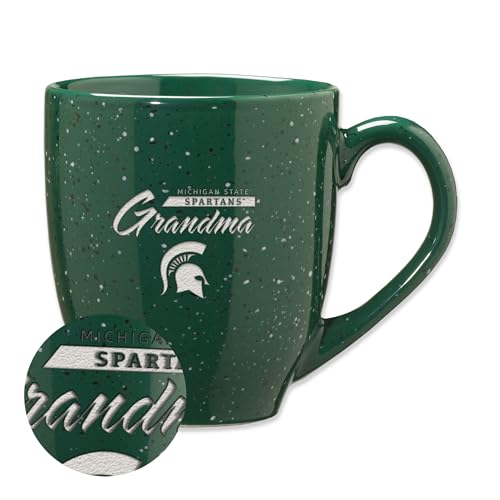 Rico Industries NCAA Michigan State Spartans Grandma 16 oz Team Color Laser Engraved Speckled Ceramic Coffee Mug