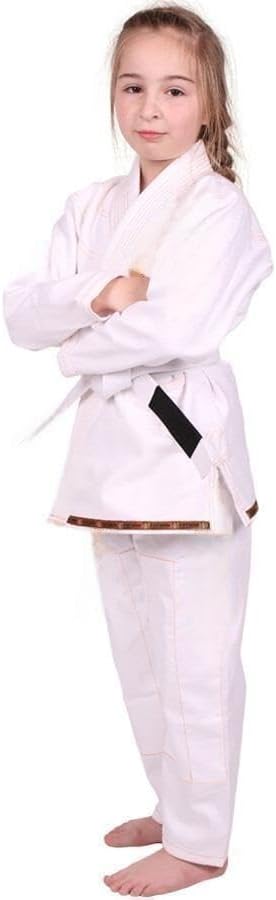 Fightwear Kids Animal Jiu Jitsu Gi, 425GSM Jacket, Twill BJJ Pants, and White Belt, White, M000
