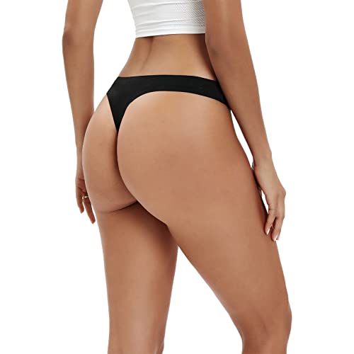 Sweetsnow Black Seamless Thongs For Women Black Panties For Women Pack Black Thong Underwear Size M 10 Pack #TOP2