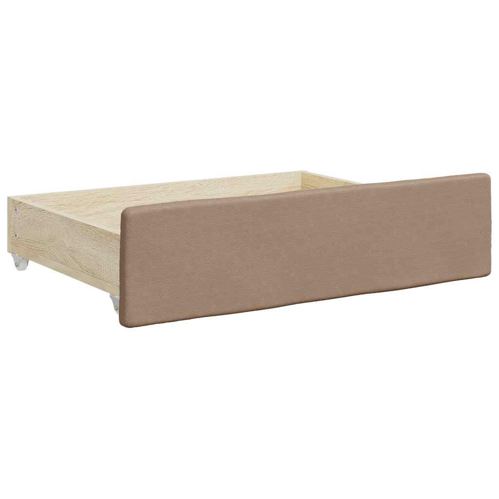Bettschubladen 2 Stk. Cappuccino aus Holzwerkstoff und Kunstleder, 67 x 50 x 16 cm, passend für Bettgestell, Bettkasten, Stauraum und Ordnung im Schlafzimmer