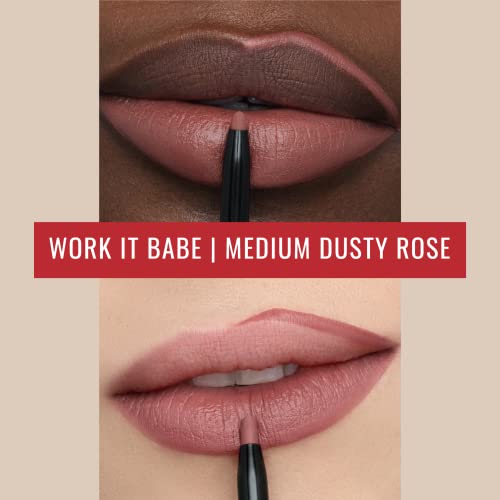 Runway Rogue Designer Liner Lip Pencil, Matte Dusty-Rose Lip Liner And Sharpener, Work It Babe #TOP2