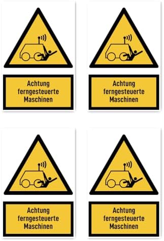 Sticker 150 x 100 mm, Pack of 4 – Warning Remote Controlled Machines ...