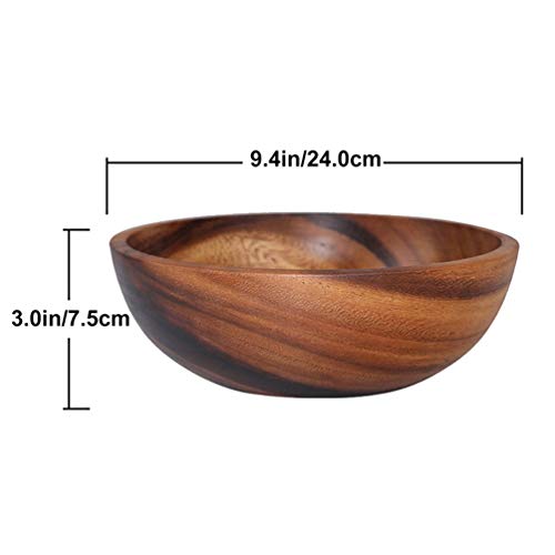 HEMOTON Wooden Bowl Salad Bowl for Rice Soup Pasta Mixing Ice Cereal Snacks Serving Bowl Size XL, Assorted Colours, 24 x 7,5 cm - Image 3
