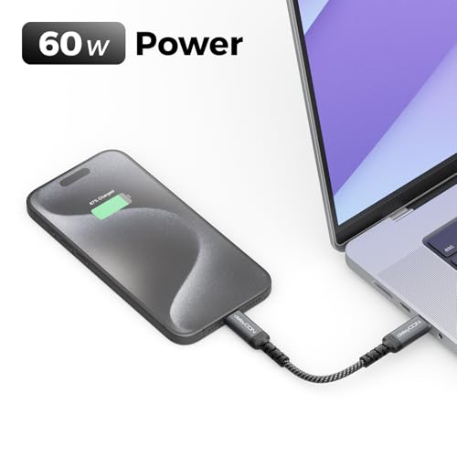 deleyCON 0,15m USB C Ladekabel Kurz (60W Schnellladekabel) PD3.0 PPS USB-C auf USB-C Kabel für iPhone 17 16 15 Pro Max Air Galaxy A16 A56 S25 S24 S23 Pixel iPad Pro MacBook AirPods Tablet Switch PS5