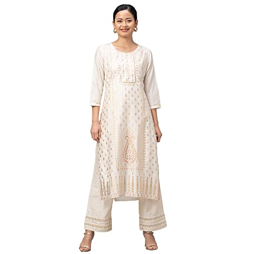 Image of Globus Women's Viscose Regular Fit Ethnic Motifs Printed Kurta