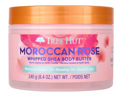 Tree Hut Moroccan Rose Whipped Shea Body Butter, Hydrating & Nourishing Body Lotion with Natural Oils, Moisturizer for Soft & Smooth Skin, 8.4 Oz