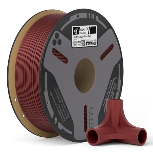 Image of ELEGOO Carbon Fiber ASA Filament 1.75mm Red 1KG, Low Warp for Outdoor Parts ASA CF Reinforced 3D Printer Filament, UV & Weather Resistant, High Rigidity, 1kg(2.2lbs) Spool Fits for Most FDM Printers