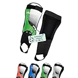 HUDORA Schienbeinschützer mit Knöchelschutz - Bequeme Schienbeinschoner mit Schaumstoff - Fußball Schienbeinschoner mit Knöchelprotektoren in Größe S - Fußballausrüstung Kinder & Jugendliche grün