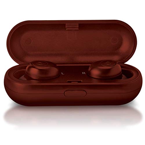 Image of iBall EarWear TW10 in-Ear Bluetooth Wireless Headphones with Protective Charging Case - Ruby Red