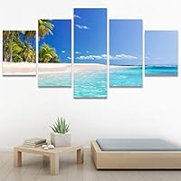 SIGNWIN 5 Panel Canvas Wall Art Modern Art Beach Coastal Multicolor Photography Relax/Calm Tropical for Home Decorations Ready to Hang - 60