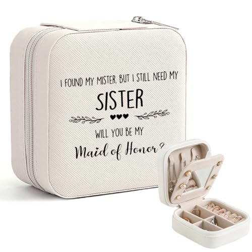 Vellsenne Maid of Honor Proposal Gifts - Travel Jewelry Case - Will You be My Maid of Honor Gifts...