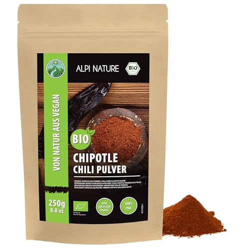 Alpi Nature Chipotle Chile Orgánico en Polvo 250g, Jalapeños Secos Molidos, Chile Chipotle en Polvo