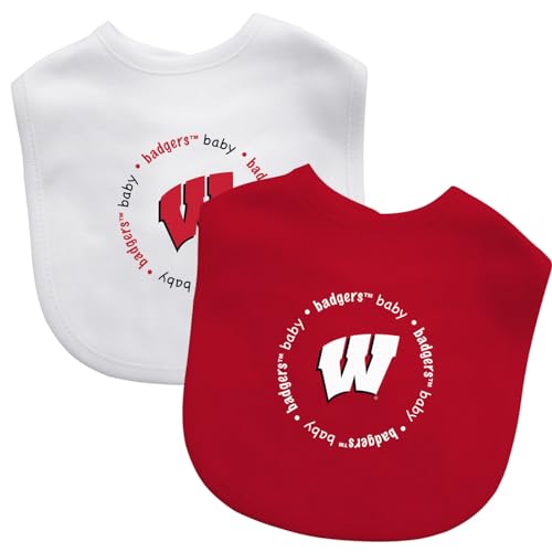 Baby Fanatic Officially Licensed Unisex Baby Bibs 2 Pack - NCAA Wisconsin Badgers Baby Apparel Set