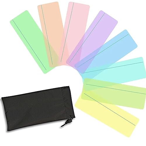 Temple Lodge 8 Dyslexia Coloured Reading Overlays and Protective Case - Enhance Reading Comfort and Speed with Tinted Guided Strips - Ideal for Dyslexia ADHD Irlen Syndrome and Visual Stress
