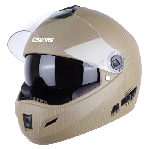 Image of Steelbird Rox Cyborg ISI Certified Full Face Helmet for Men and Women with Inner Smoke Sun Shield and Outer Clear Visor