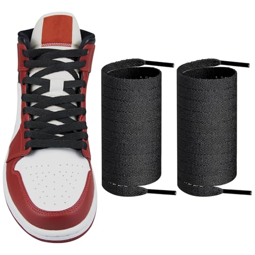 Endoto Shoelaces for Air Jordan 1/2/3/4/5/6/7/8 Replacement Flat Polyester Laces Sneaker Shoes(Color:Black Size:65Inch)