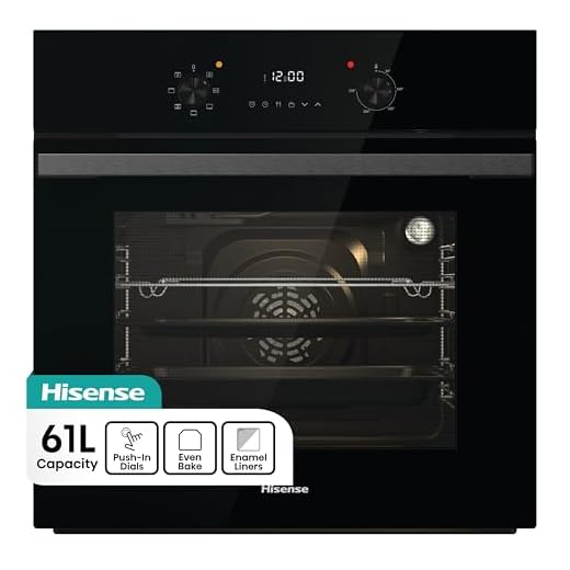Hisense BI62220ABGUK - Built-in 61L Electric Single Oven with LED Display, Programmable Timer- Black - 530x595x595 mm (DxWxH) - A Rated, Extra Large