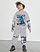MIGU Boys Clothes Size 5T-6T Fall Boys Clothes Fashion Dinosaur Clothes for Boys Long Sleeve Grey Hooded Sweatshirt Dinosaur Tie-Dye Pants 2 Piece Outfit Set