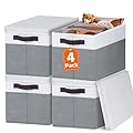Criusia Large Storage Baskets Bins with Lids 4 Pack, Storage Baskets for Organizing Shelves Nursery Bedroom, Home Closet Organizers Cubes for Clothes Toys Blanket - Stackable & Sturdy -14x10x9.5