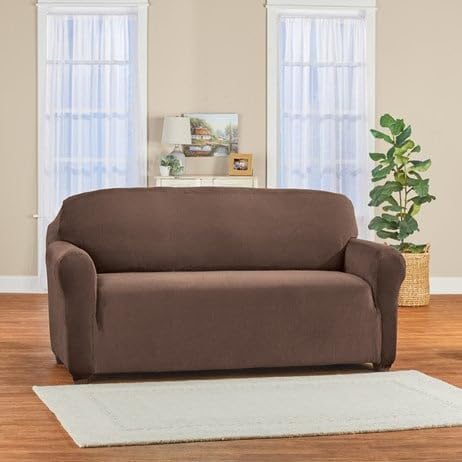 S M Ent. Luxurious Plush Velvet Solid Color Furniture Cover-Chocolate-Loveseat -Size-43 W