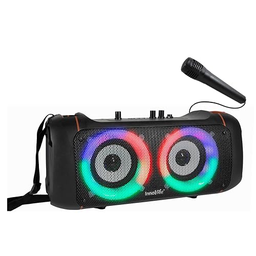 InnoVibe Party Speaker with Microphone and FM Radio, Bluetooth Speaker with Mic, 20W Output, AUX...