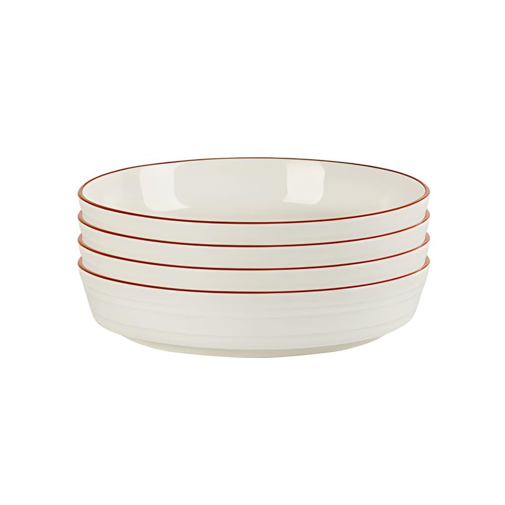YTSMZX Ceramic Dinner Plates Set of 4 Deep Plates White