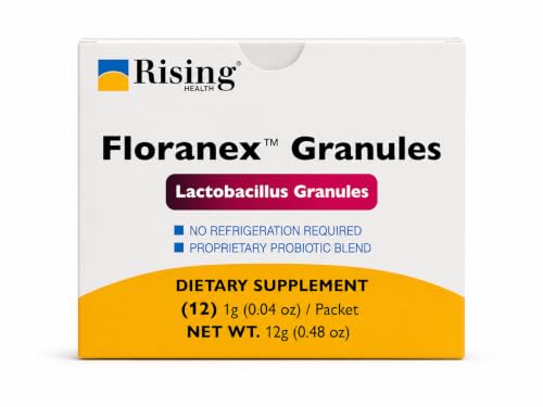 Rising Health Floranex Lactobacillus Probiotic Dietary Supplement Granules for Digestive & Gut Health Daily Probiotic Support - 12 Packets
