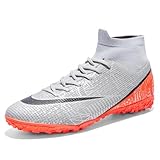 jioovziy Football Boots Unisex's Cleats Soccer Shoes Firm Ground Cleats Football for Youth Outdoor/Indoor Grey 13