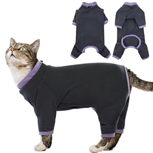 Cat Pajamas for Cats Only, Sticky Hair Cat Clothes, Sphynx Hairless Cats Sweater, Cat Onesie for Cats After Surgery Female Male, Prevent Lost Hair Kitten Onesie Shirts Costumes Outfits for Pet