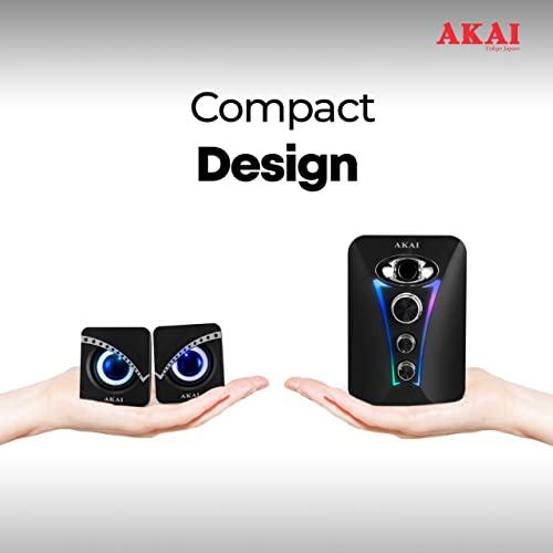 AKAI-Zest-MS2222-22W-21-Channel-Wired-Gaming-Speaker-with-Subwoofer-for-Laptop-PC-Desktop-Computer-USB-Powered35mm-Aux-Input-with-RGB-Lights-Stereo-Bass-with-Volume-Controller-Black