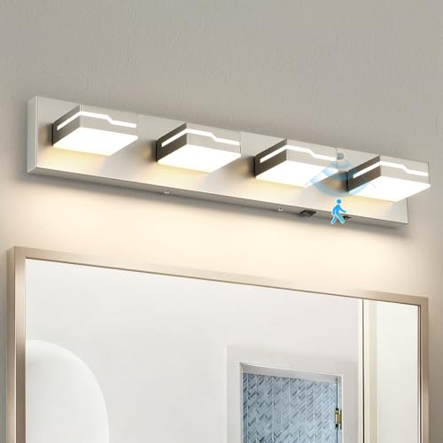 Image of 4-Light LED Bathroom Vanity Light, 25.5-Inch Brushed Nickel