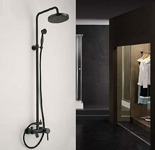 Mitigeur douche mural laiton massif et colonne de douche rétro bronze huilé